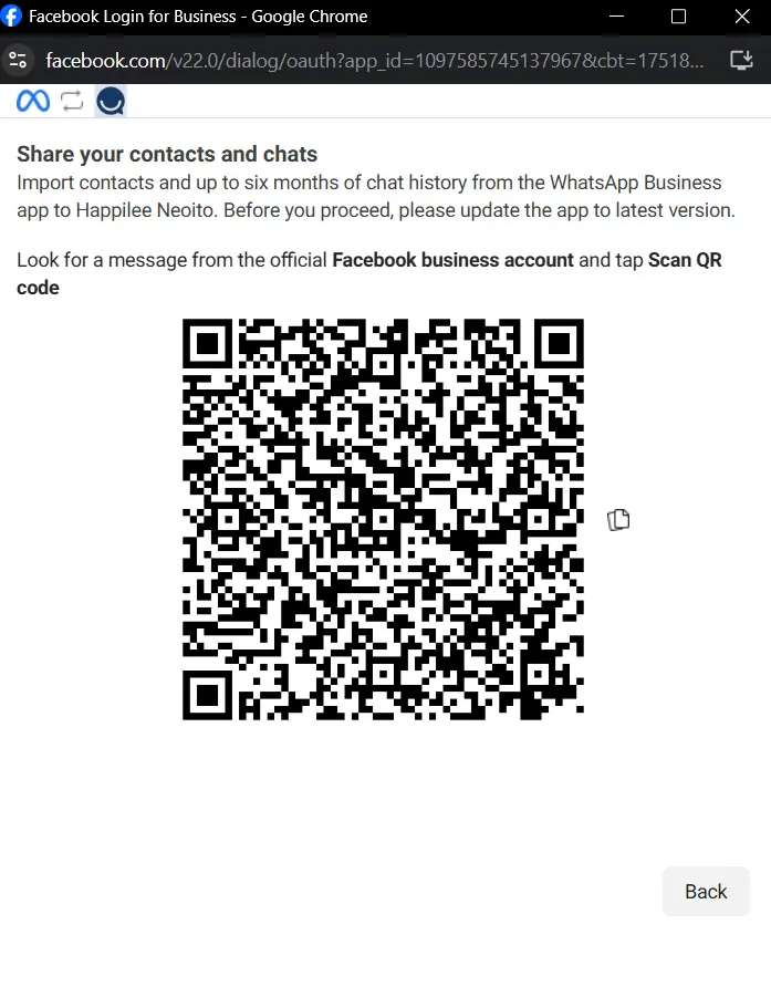 open whatsapp business app go to business platform scan qr code
