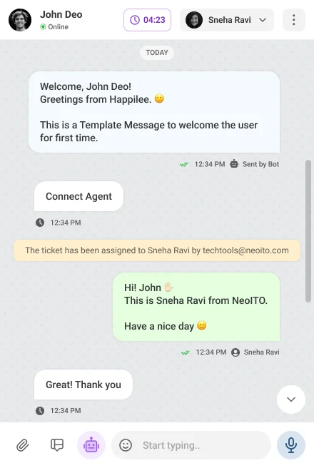 WhatsApp Support Inbox